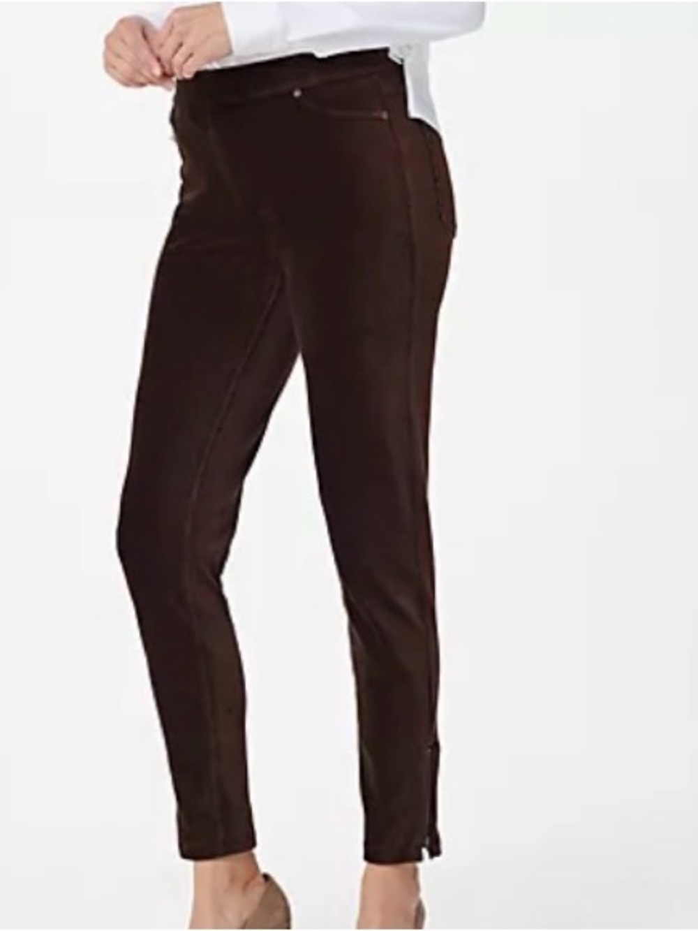 Susan Graver Regular Knit Corduroy Straight Leg Pull-On Pants - Chocolate Brown
